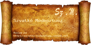 Szvatkó Modesztusz névjegykártya